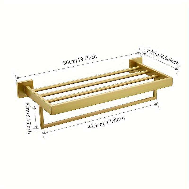 Luxury metal towel rack with storage shelf, wall-mounted (1 piece)