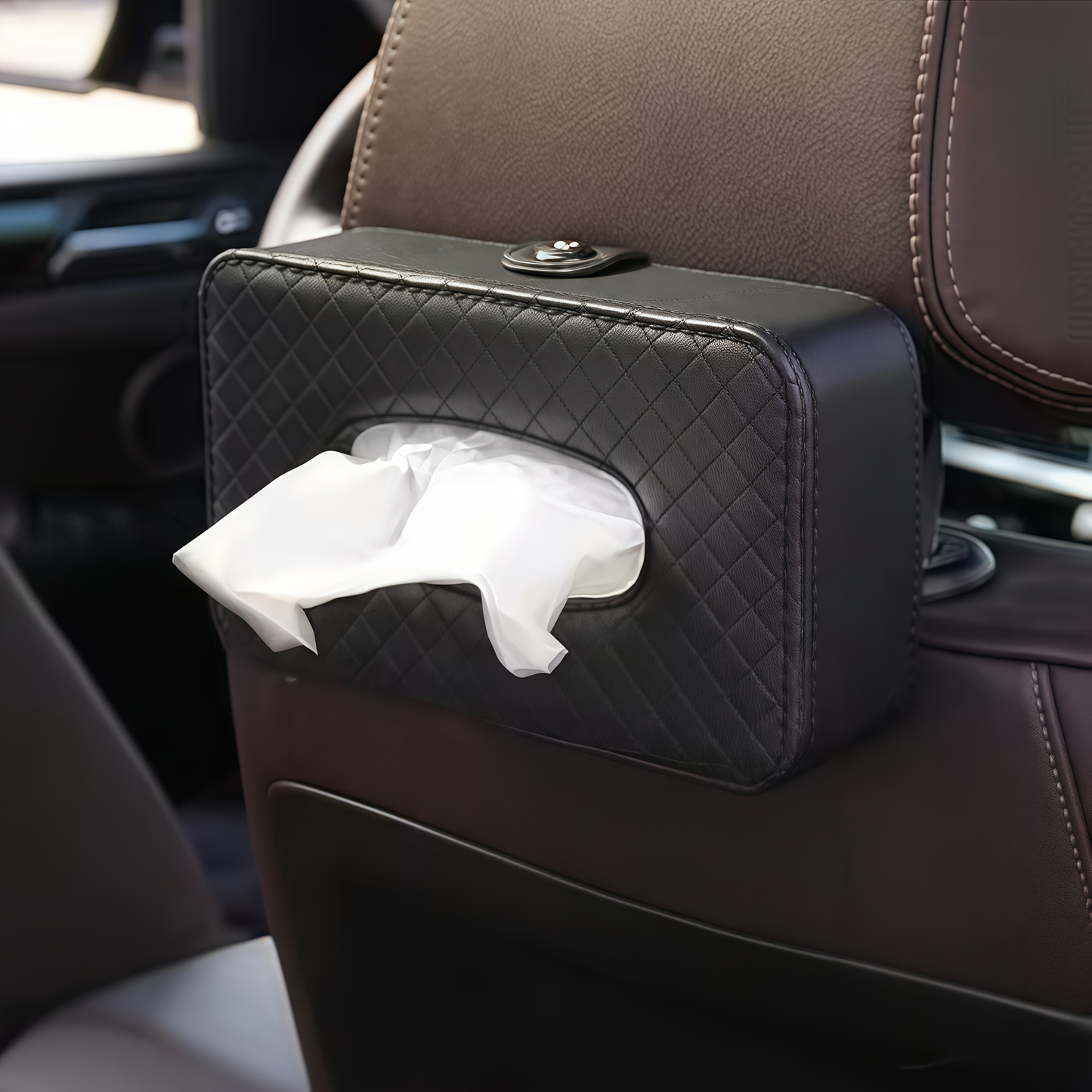 1 piece car strap plaid tissue box, suitable for all cars