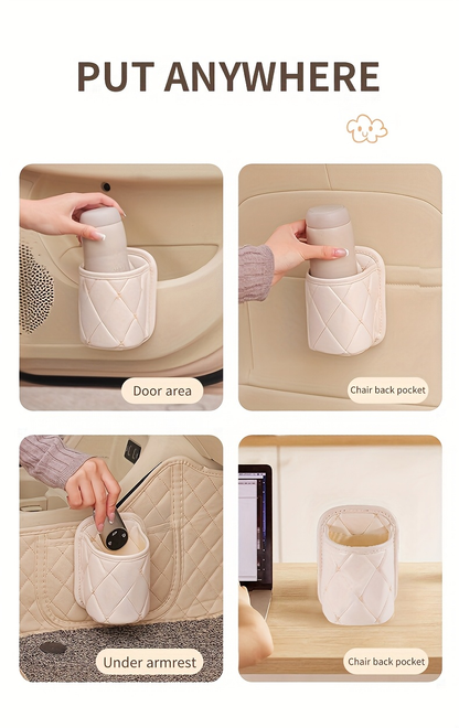 1 piece PU leather car cup holder, suitable for most cars