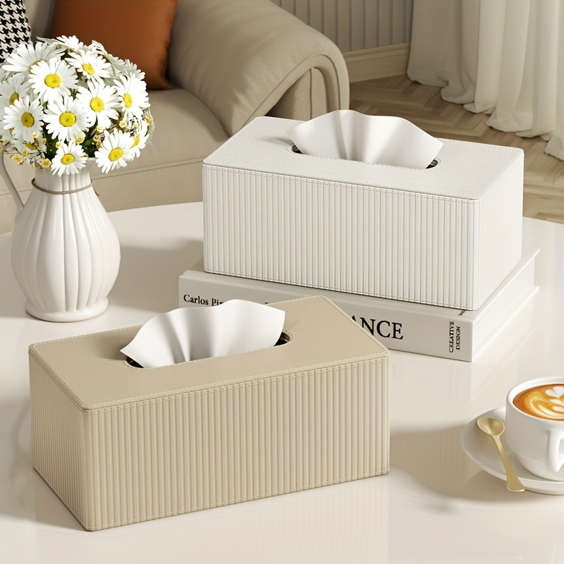 Luxury tissue box, made of premium leather, available in three colors.