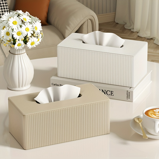 Luxury tissue box, made of premium leather, available in three colors.