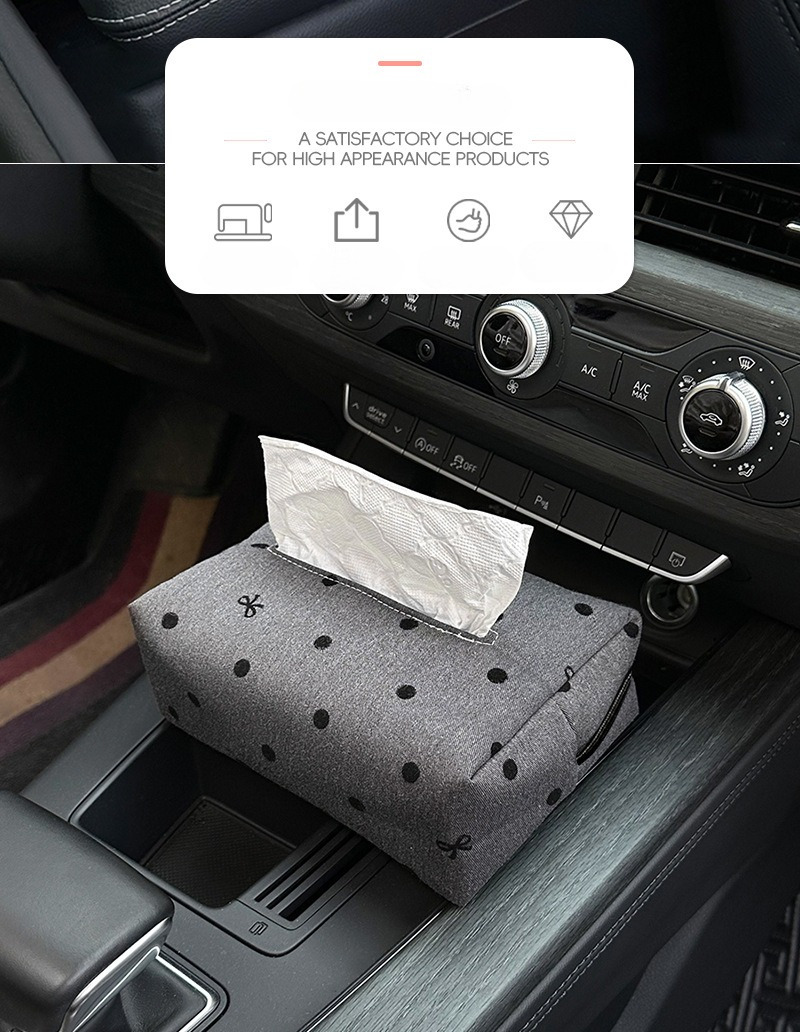 Elegant polka dot bow car tissue holder