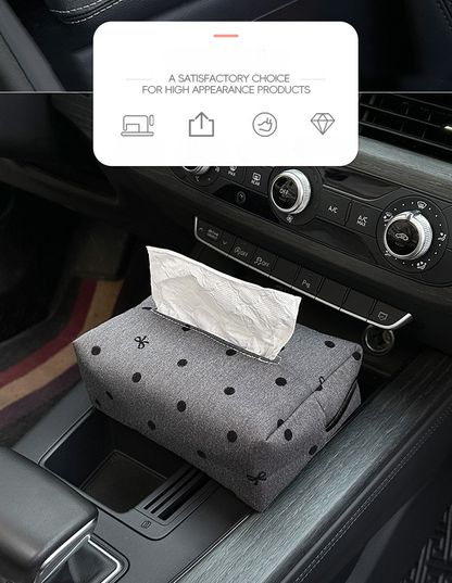 Elegant polka dot bow car tissue holder