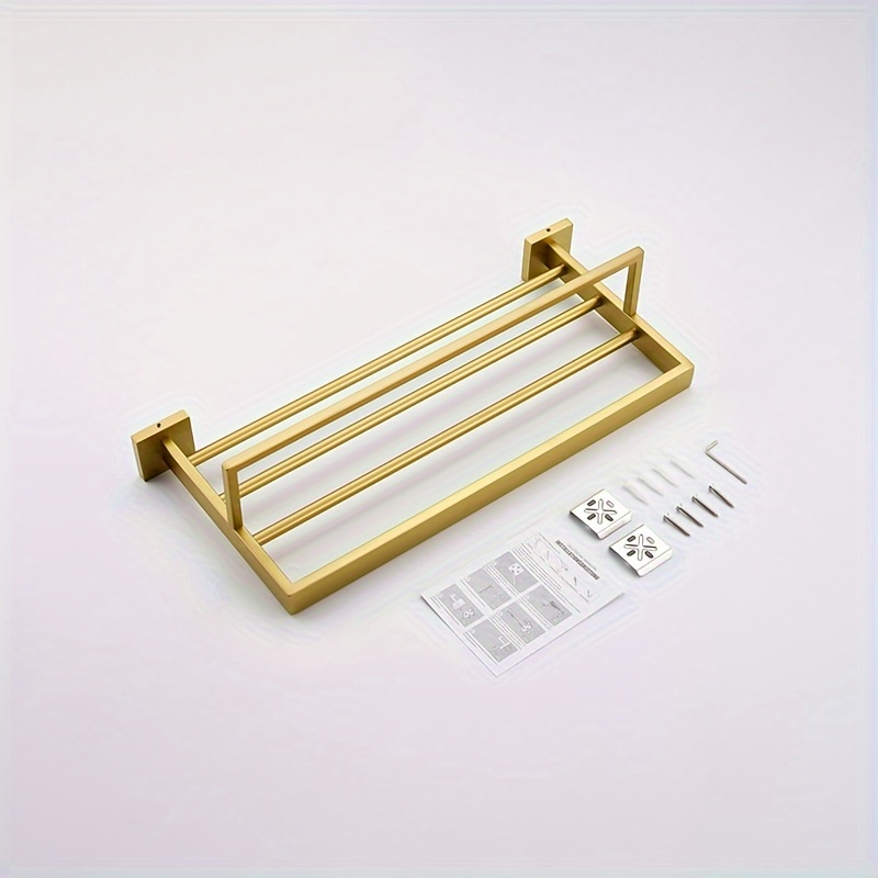 Luxury metal towel rack with storage shelf, wall-mounted (1 piece)