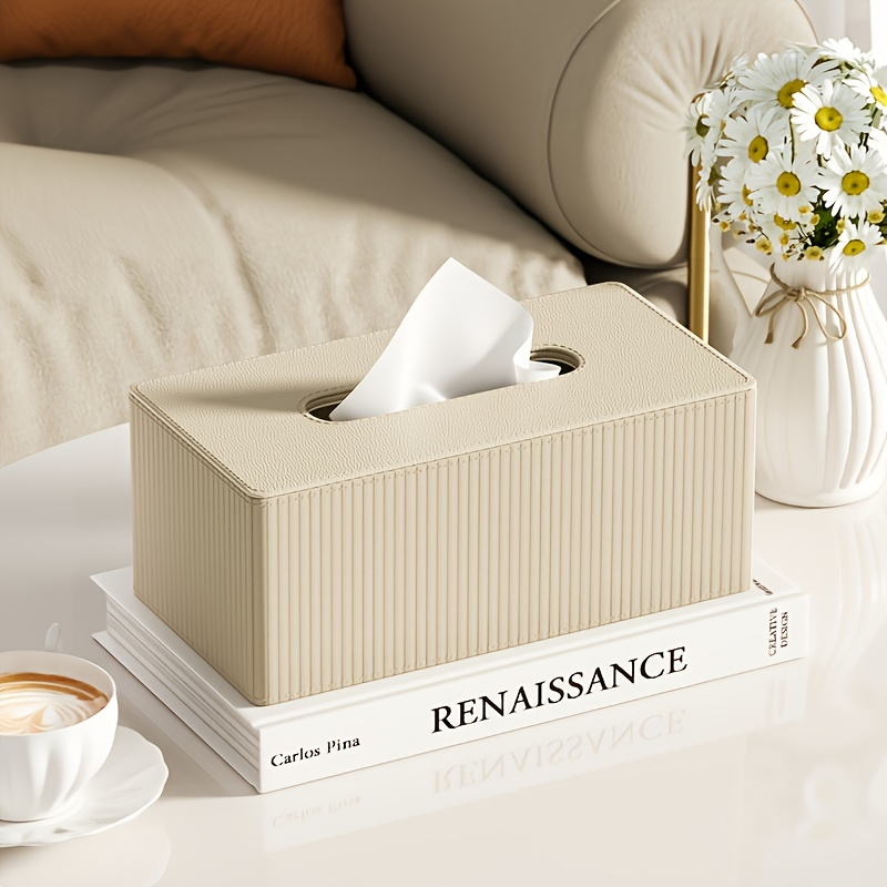 Luxury tissue box, made of premium leather, available in three colors.