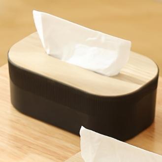 Modern black and white tissue box with lid - durable plastic rectangular storage box