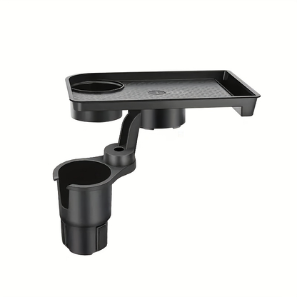 Adjustable car cup holder with 360° rotating tray