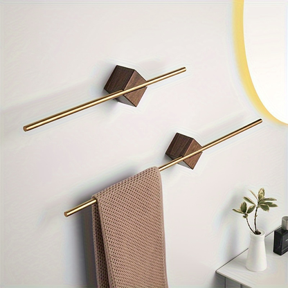 1-piece stainless steel walnut wood adjustable towel rack