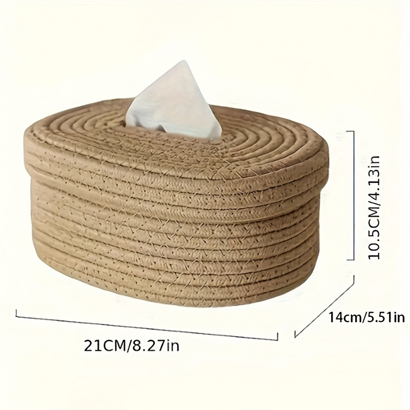Canvas rope woven tissue box storage basket, suitable for storing tissues.