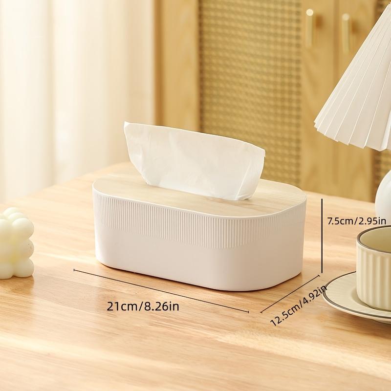 1 Modern Style Tissue Box Stand - Durable Plastic Material, Wooden Top