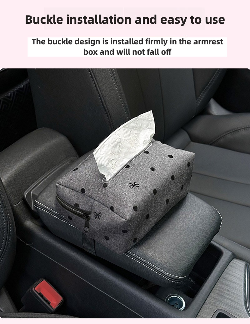 Elegant polka dot bow car tissue holder