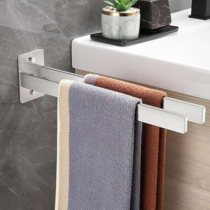 Modern black stainless steel double-layer towel rack, 4-hook wall-mounted