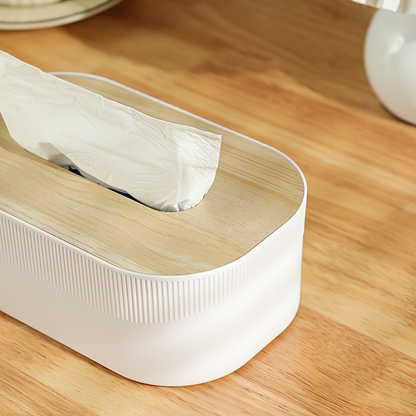 Modern black and white tissue box with lid - durable plastic rectangular storage box