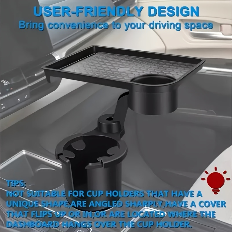 Adjustable car cup holder with 360° rotating tray