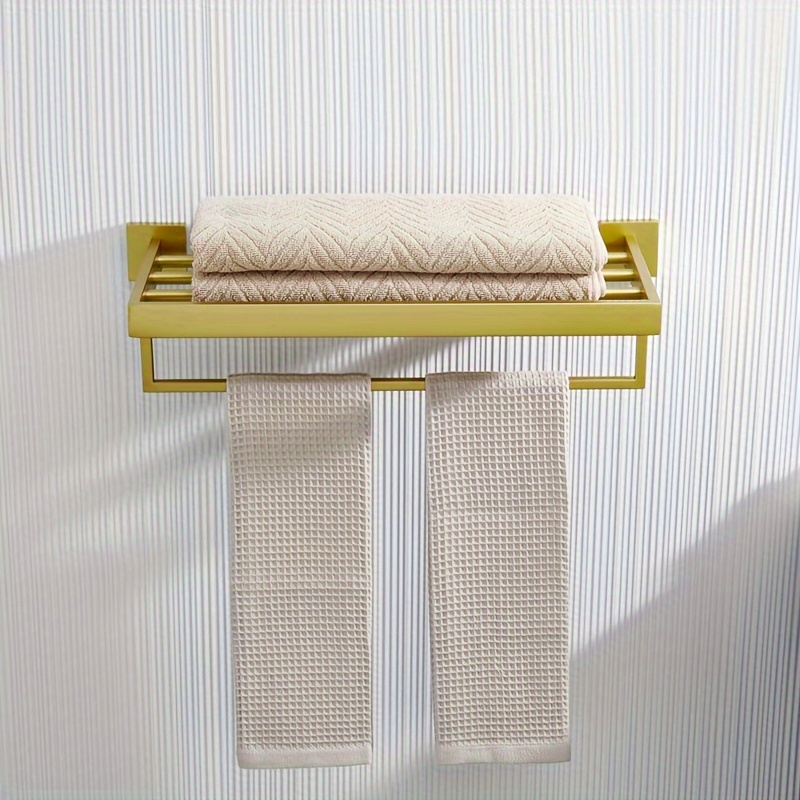 Luxury metal towel rack with storage shelf, wall-mounted (1 piece)