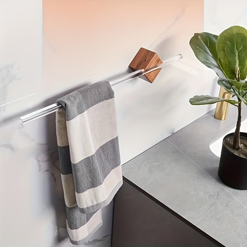 1-piece stainless steel walnut wood adjustable towel rack