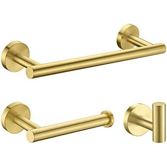 3-piece bathroom hardware set, stainless steel round wall-mounted