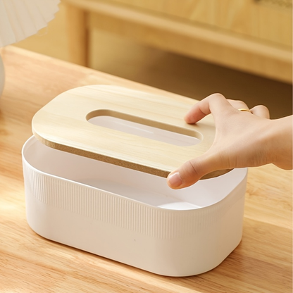 Modern black and white tissue box with lid - durable plastic rectangular storage box