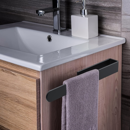 Self-adhesive stainless steel towel rack - 23.6 inches x 37.4 inches, matte black