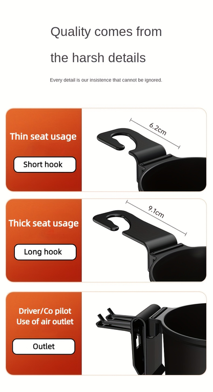 Car seat backrest, car cup holder hook, multifunctional phone holder
