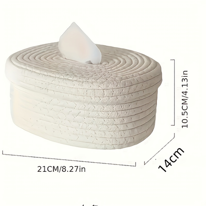 Canvas rope woven tissue box storage basket, suitable for storing tissues.