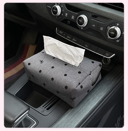 Elegant polka dot bow car tissue holder