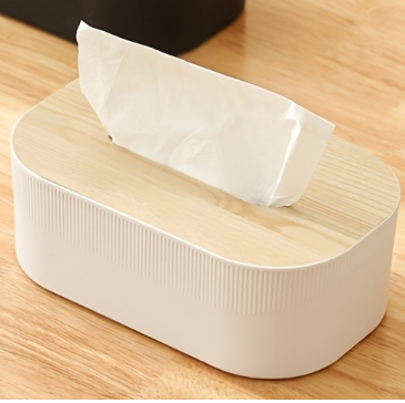 Modern black and white tissue box with lid - durable plastic rectangular storage box