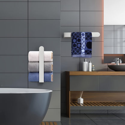 Self-adhesive stainless steel towel rack - 23.6 inches x 37.4 inches, matte black