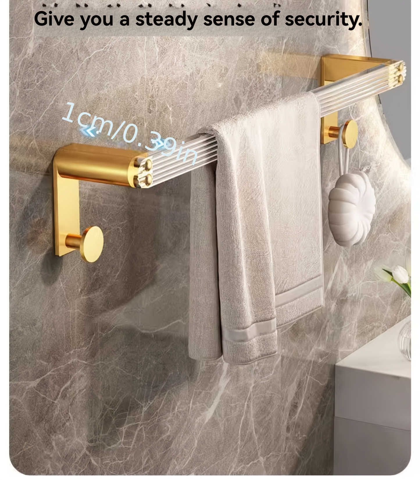 Modern gold-plated aluminum bathroom towel rack - wall-mounted