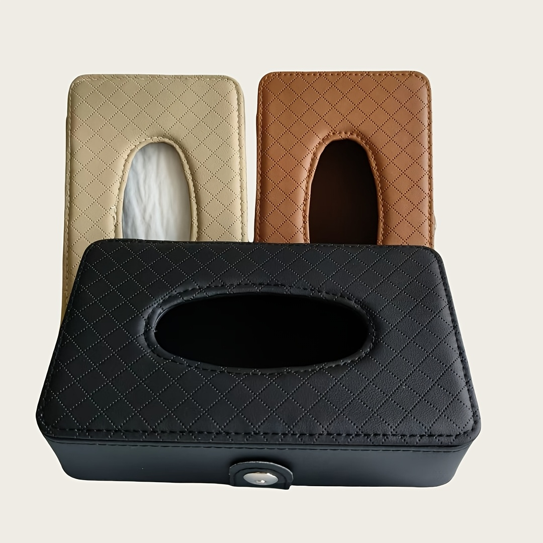 1 piece car strap plaid tissue box, suitable for all cars