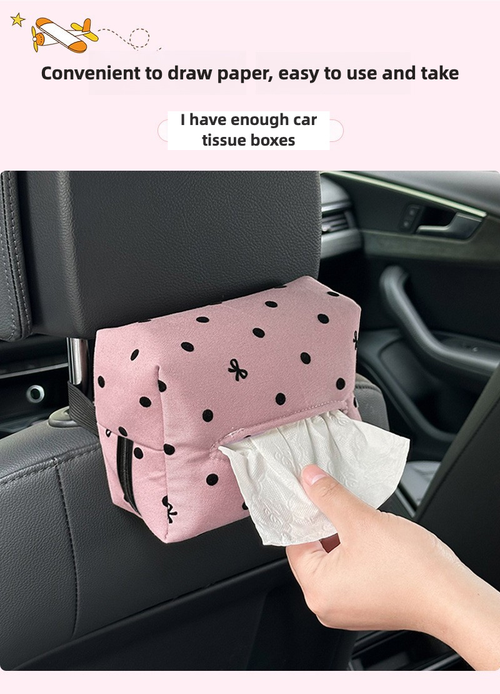 Elegant polka dot bow car tissue holder