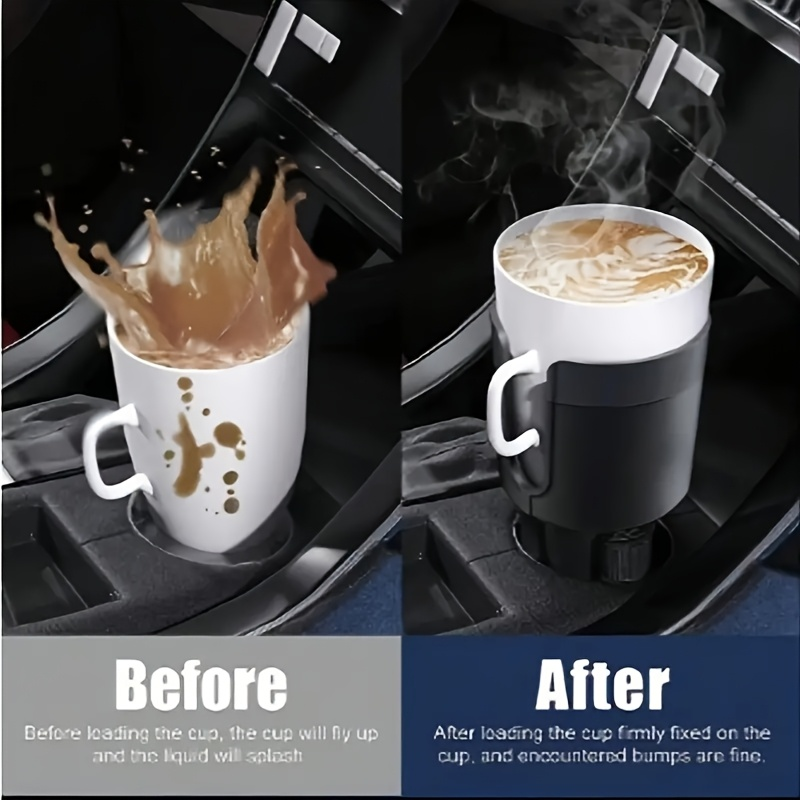 Adjustable car cup holder with 360° rotating tray