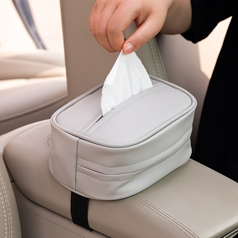 Universal seat back hanging tissue storage box