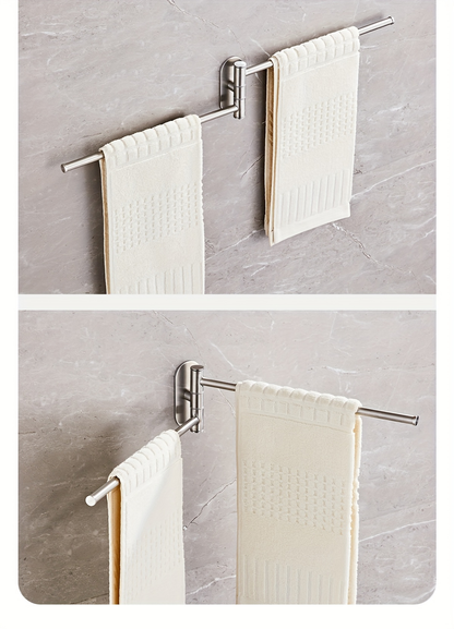 304 Stainless Steel Rotating Towel Rack - No Drilling Required Bathroom Storage Rack