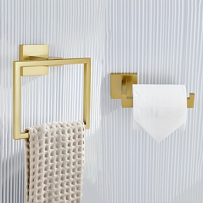 Two-piece elegant gold stainless steel bathroom accessory set