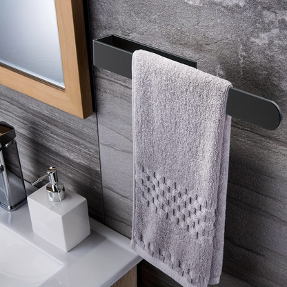 Self-adhesive stainless steel towel rack - 23.6 inches x 37.4 inches, matte black