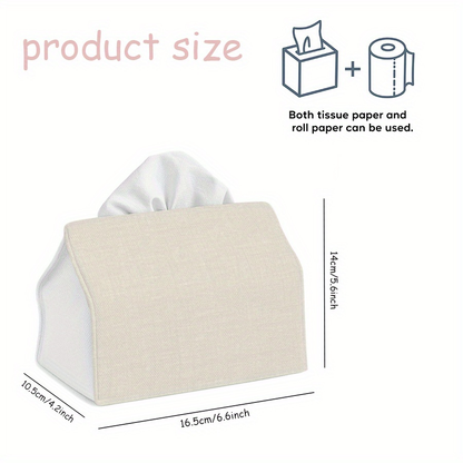 Elegant modern white and beige tissue box with lid - decorative storage box
