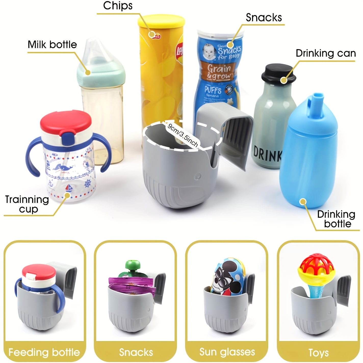 1 portable cup holder for car seats, grey car seat cup holders