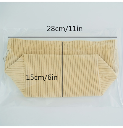 Mustard yellow striped fabric tissue box storage bag