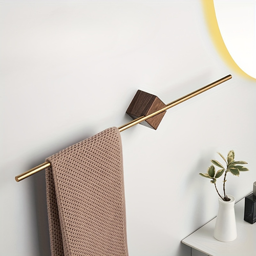 1-piece stainless steel walnut wood adjustable towel rack