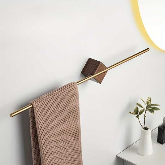 1-piece stainless steel walnut wood adjustable towel rack