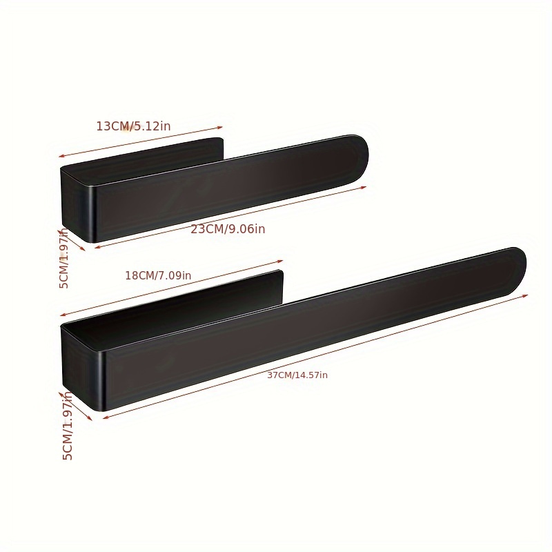 Self-adhesive stainless steel towel rack - 23.6 inches x 37.4 inches, matte black