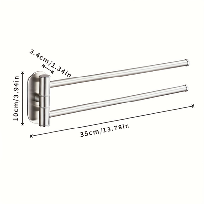 304 Stainless Steel Rotating Towel Rack - No Drilling Required Bathroom Storage Rack