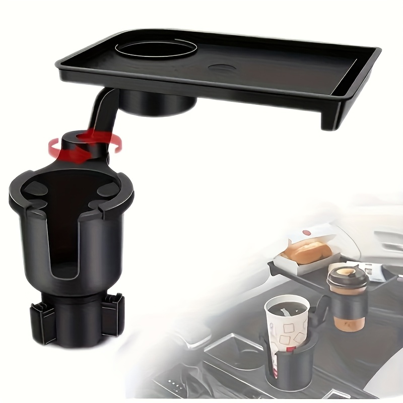 Adjustable car cup holder with 360° rotating tray