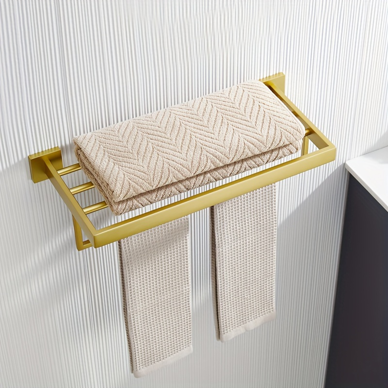 Luxury metal towel rack with storage shelf, wall-mounted (1 piece)