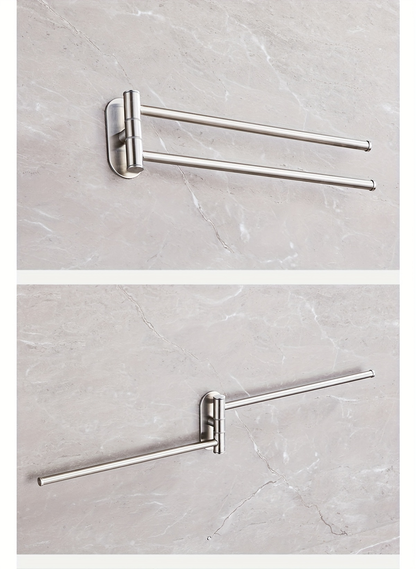304 Stainless Steel Rotating Towel Rack - No Drilling Required Bathroom Storage Rack