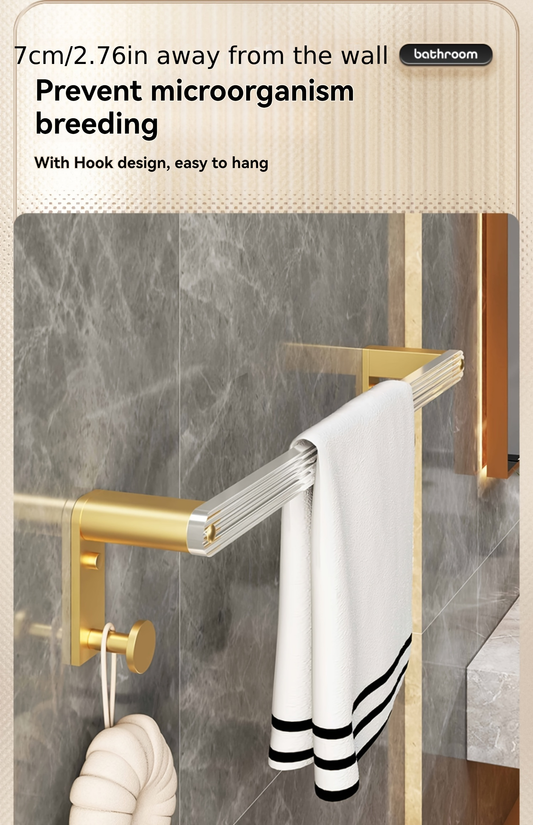 Modern gold-plated aluminum bathroom towel rack - wall-mounted
