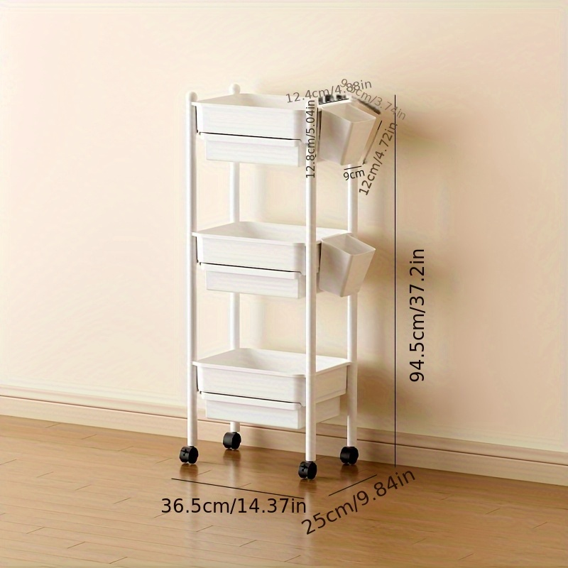 Bookshelf with wheels, and includes two pen holders.