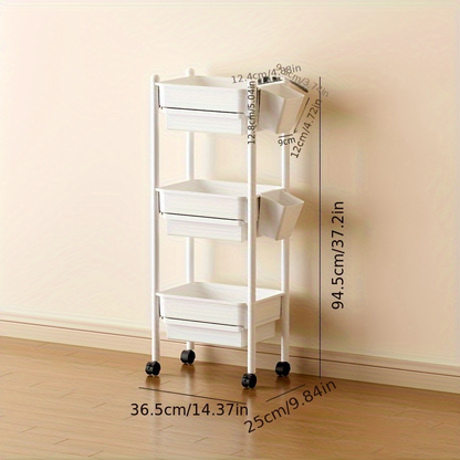 Bookshelf with wheels, and includes two pen holders.