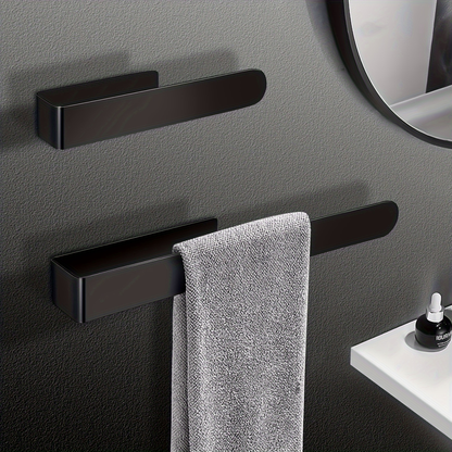 Self-adhesive stainless steel towel rack - 23.6 inches x 37.4 inches, matte black